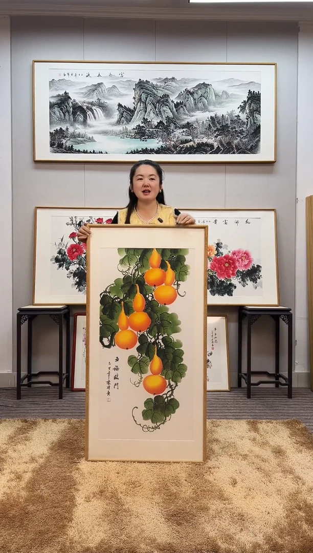 国画手绘葫芦122*62尺寸