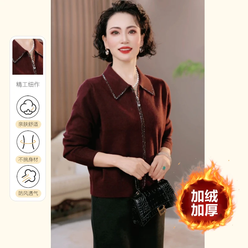 2025妈妈装冬装新款时尚针织衫洋气中老年女装气质上衣服