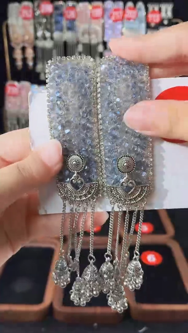 仿水晶铁合金65原创发夹一对倒夹