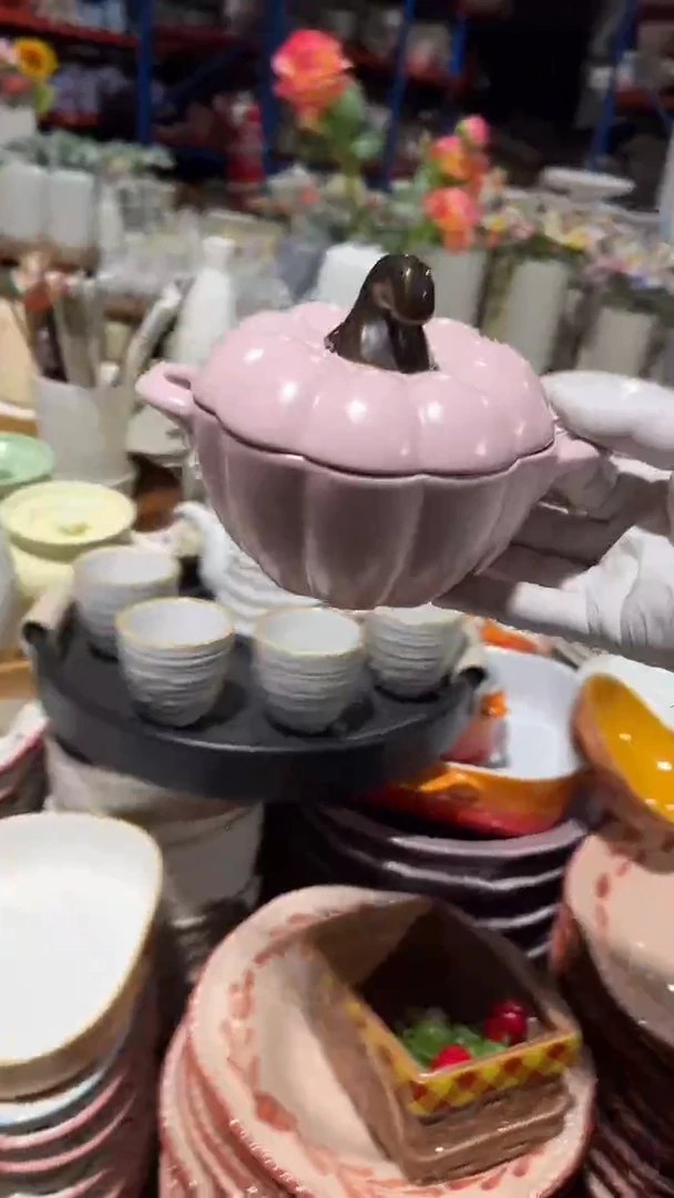 陶瓷南瓜带盖碗微瑕 凑满20元包邮