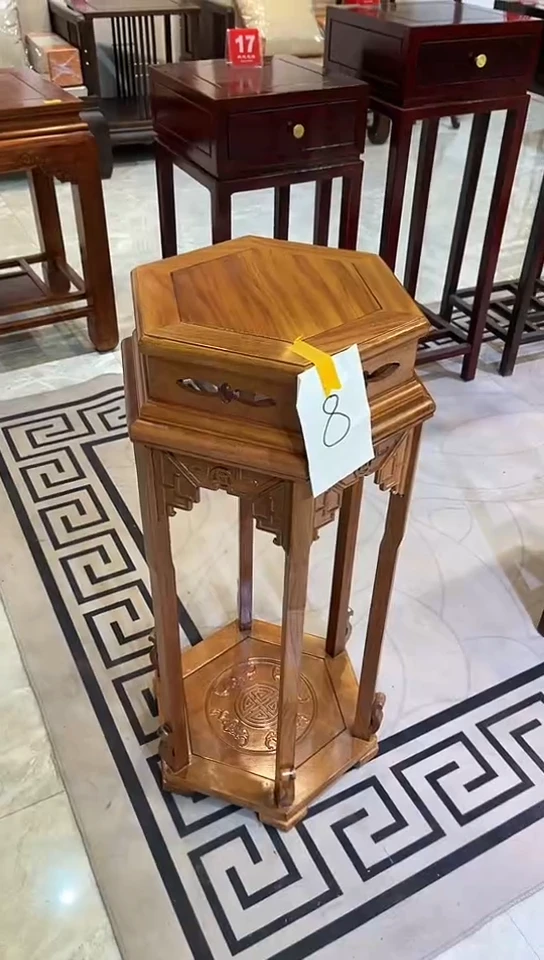 【闪购商品】花梨木类成套家具原木色大六角花架38*86