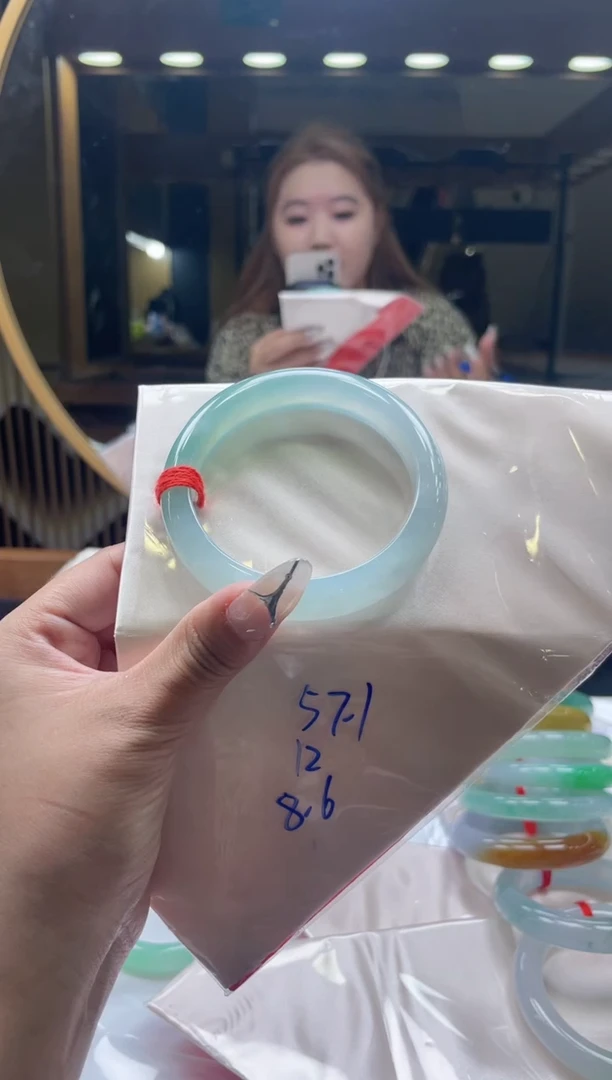 未镶嵌手镯翡翠【顶呱呱珠宝】天然缅甸A货翡翠手镯57.1正圈