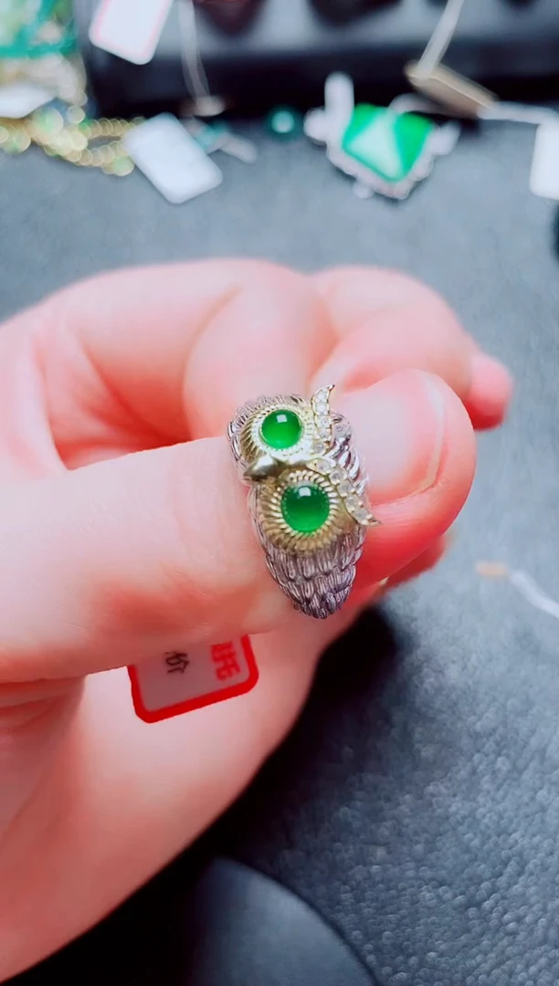 银S925镶嵌戒指翡翠1111