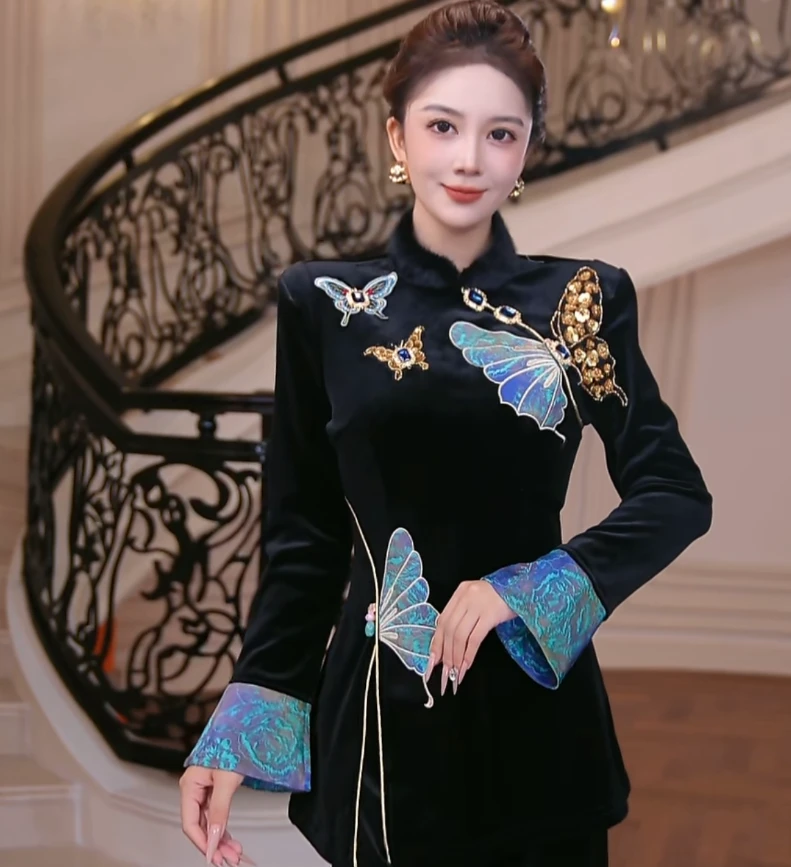 【芙娜妮】镂空加绒2025秋冬百搭显瘦保暖长袖针织打底衫F2531148A