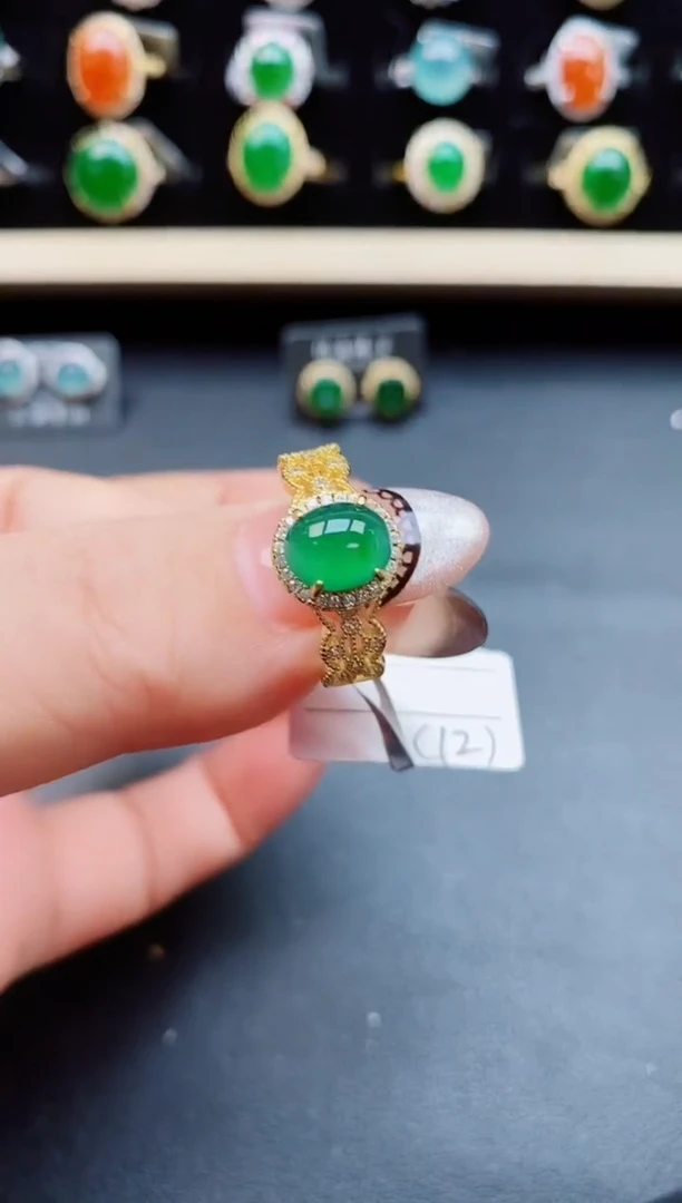 翡翠戒指银S925镶嵌5805508