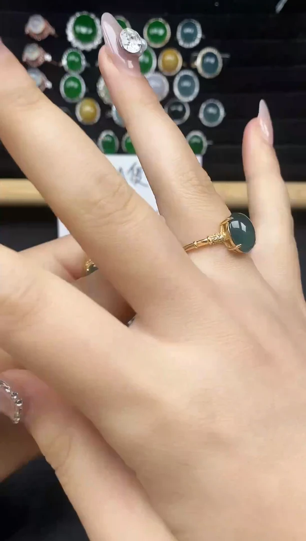 银S925镶嵌戒指翡翠258325