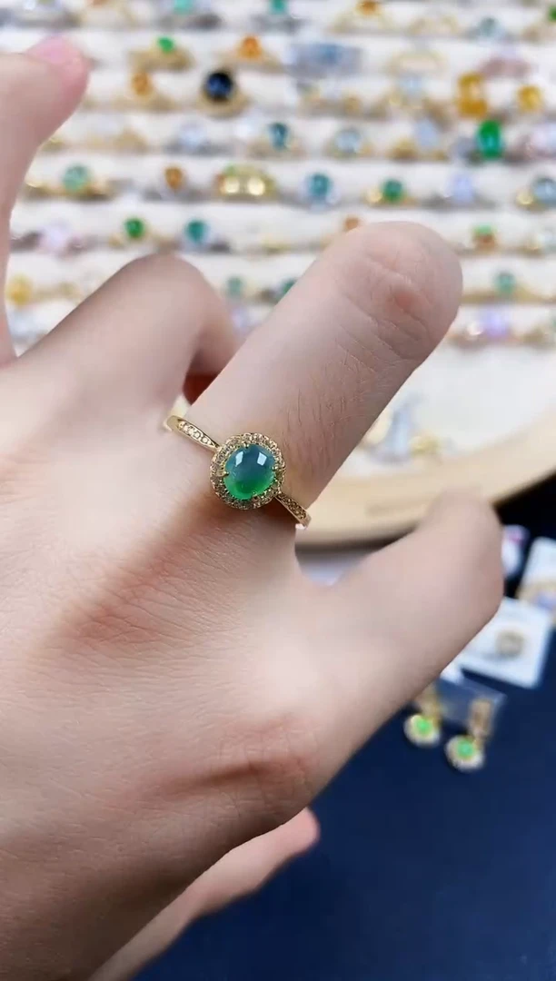 翡翠戒指银S925镶嵌213849