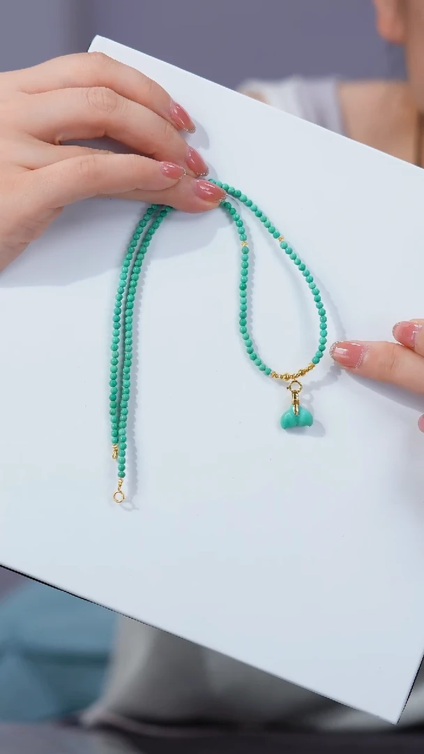 绿松石18K金镶嵌项链1