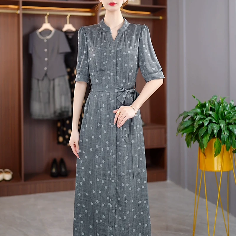 25169设计师款夏季时尚气质洋气收腰减龄遮肚印花女装连衣裙