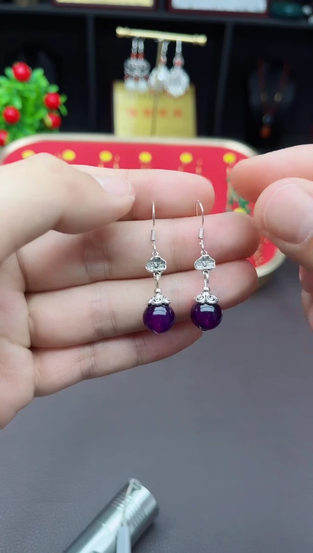 【闪购商品】玛瑙/玉髓耳钉银S925镶嵌235000