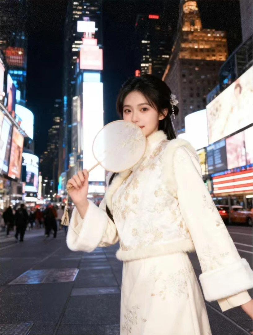 【云瑶】新中式马甲连衣裙两件套加绒加厚年轻改良旗袍冬季