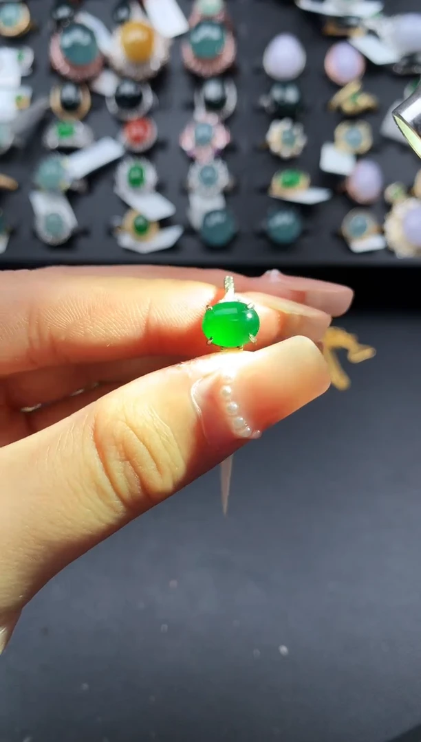 【闪购商品】翡翠戒指银S925镶嵌52141