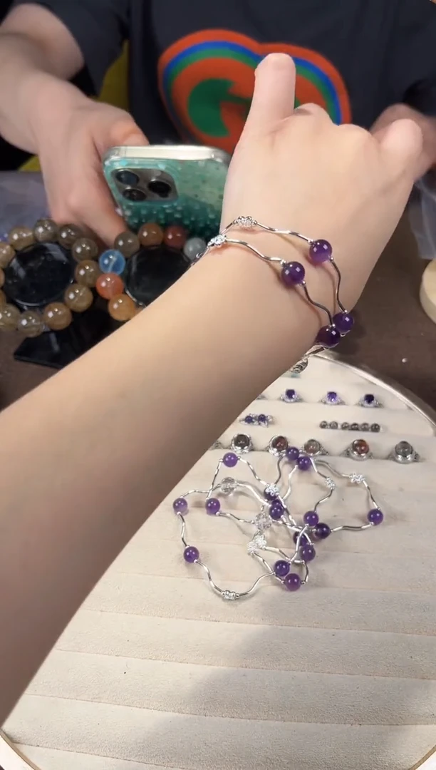 手链未镶嵌水晶紫水晶弯管手链