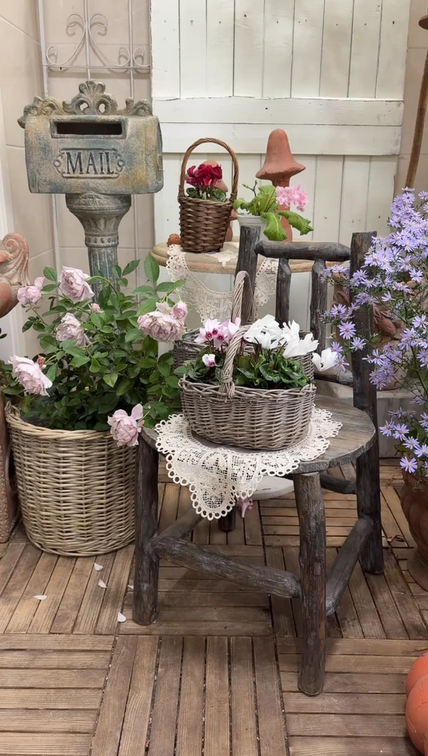 手工藤编篮子天然藤编篮子