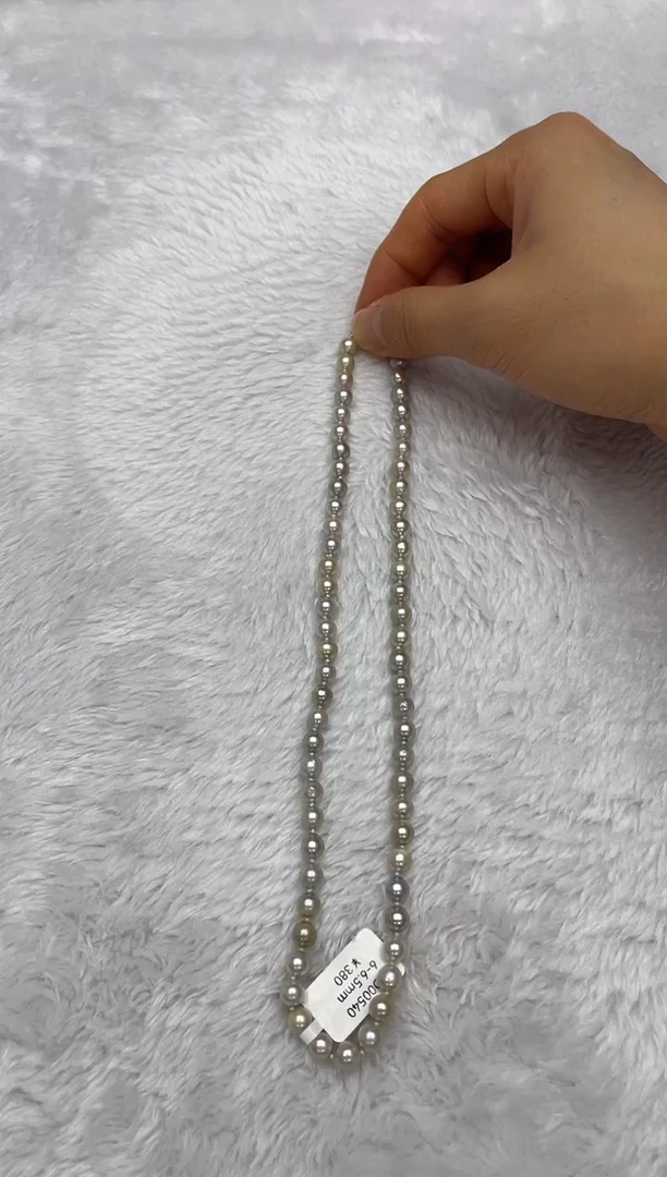 项链银S925镶嵌海水珍珠AK真多麻6-6.5mm