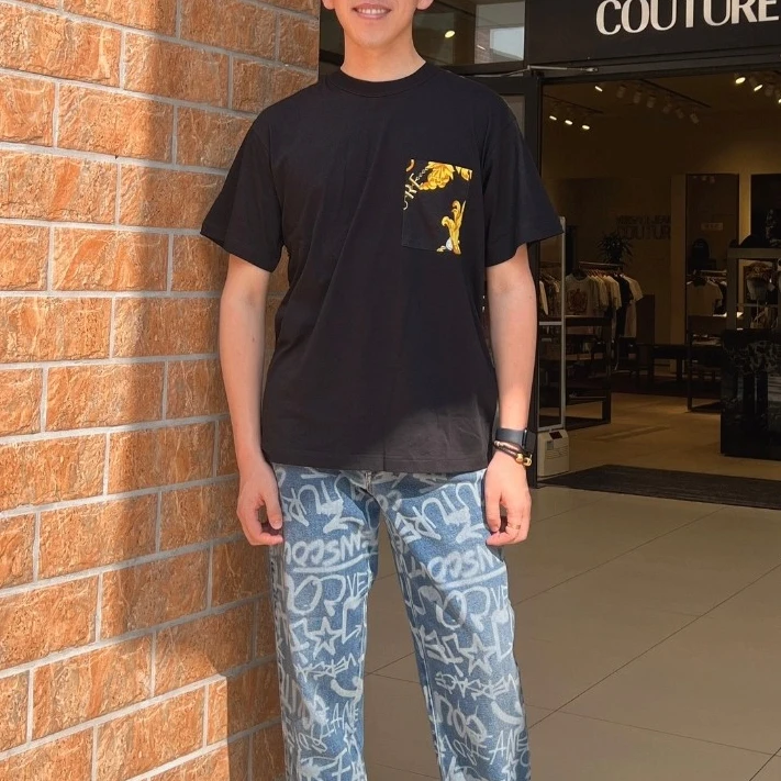 未使用 VERSACE/范思哲  Jeans男士背后金色巴洛克印花T恤149398