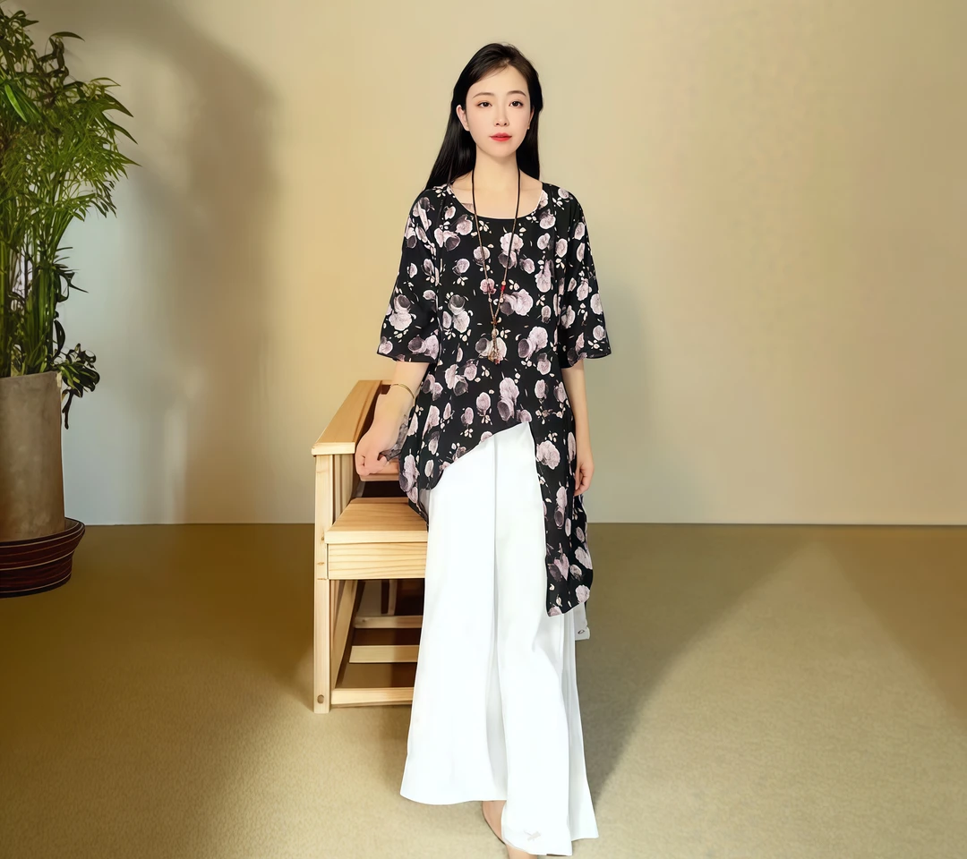 气质时尚设计师宽松休闲设计师百搭轻奢不规则上衣5062（紫藤花）