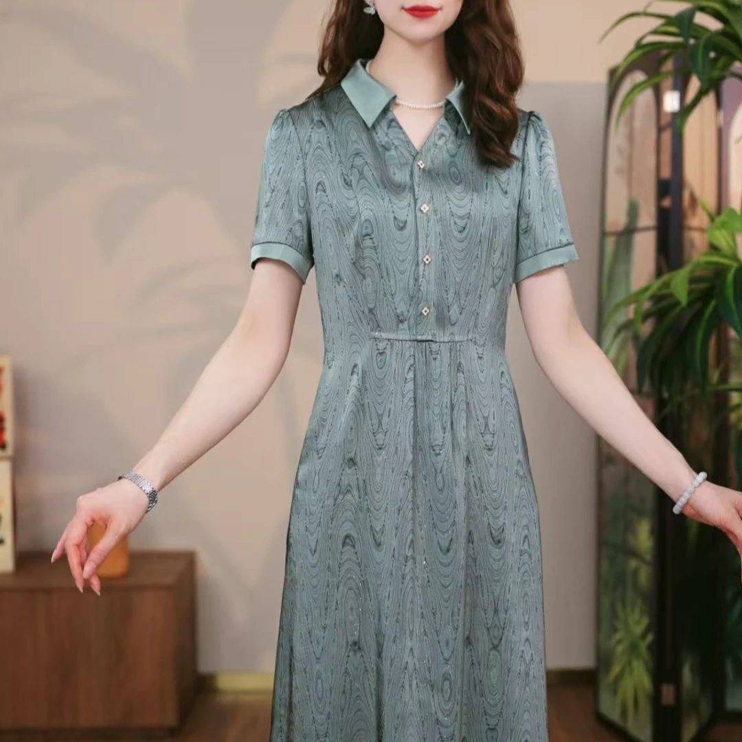 GC【直播专享】桑蚕丝裙子女夏季2025新款连衣裙真丝中式显瘦国风