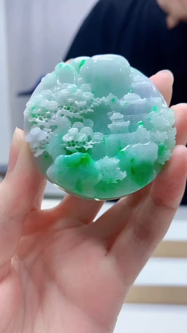 未镶嵌定制翡翠4688zm-毛货挂件山水108