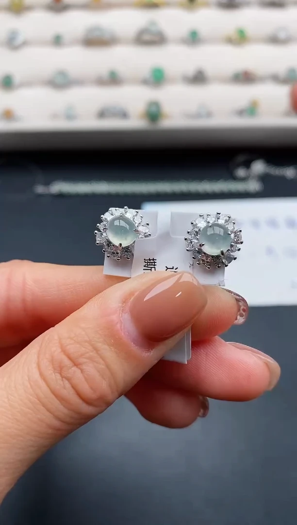 银S925镶嵌戒指翡翠6666666+3