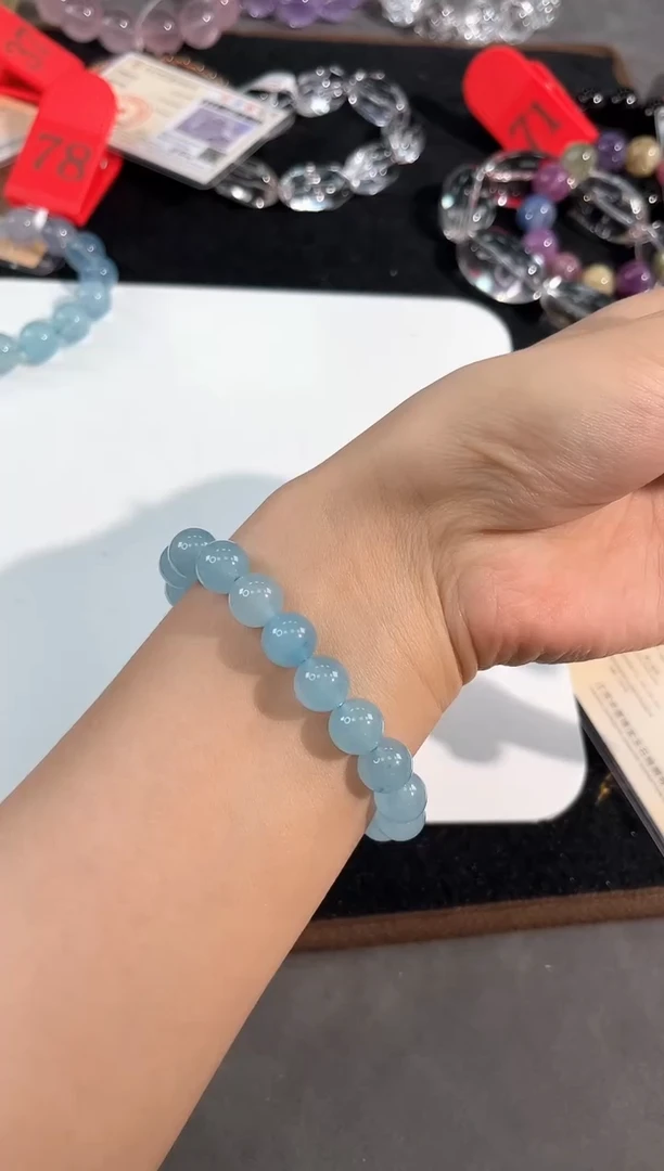 水晶手链未镶嵌82号蓝玉髓单圈10mm