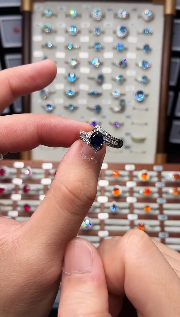 戒指蓝宝石银S925镶嵌11