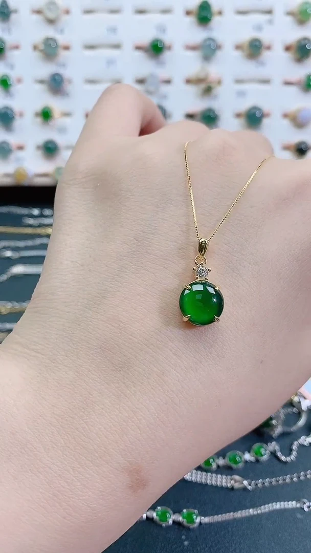 颈饰银S925镶嵌翡翠天然翡翠