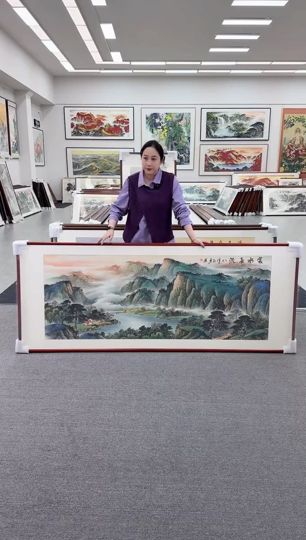 国画手绘  236*90   富水长流
