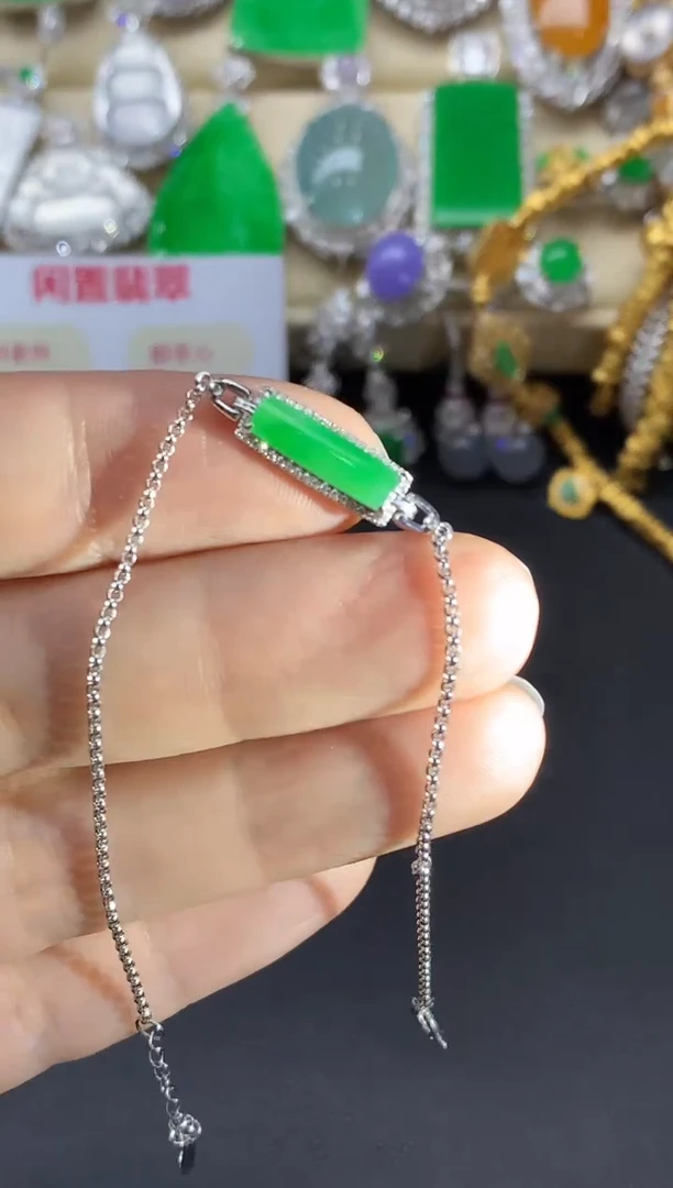 18K金镶嵌手链翡翠388-中国好珍宝