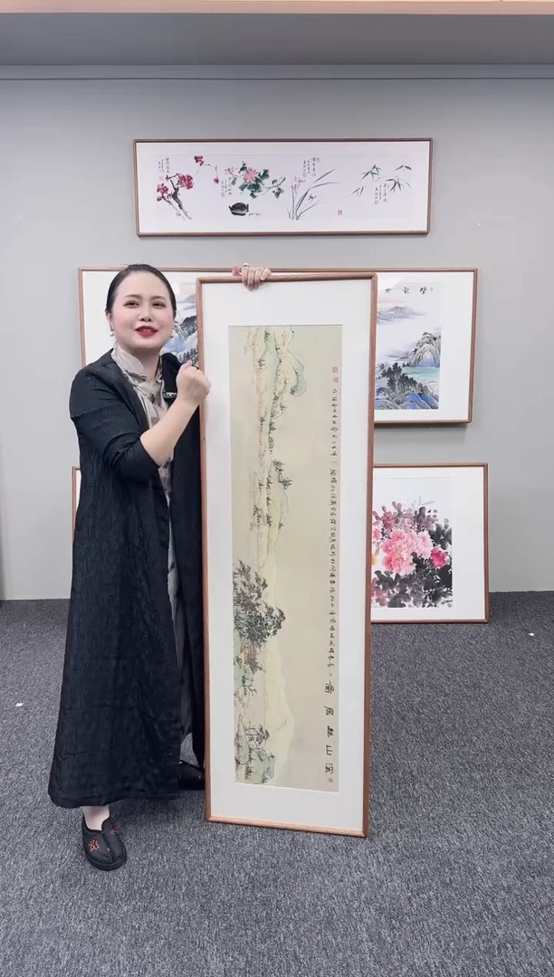 国画溪山幽居图155*45