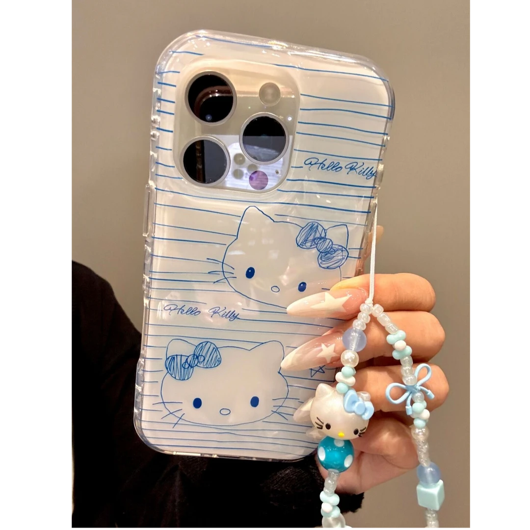 诚星泽蓝线条kt猫适用苹果16pro手机壳华为oppo/小米/vivo/一加软