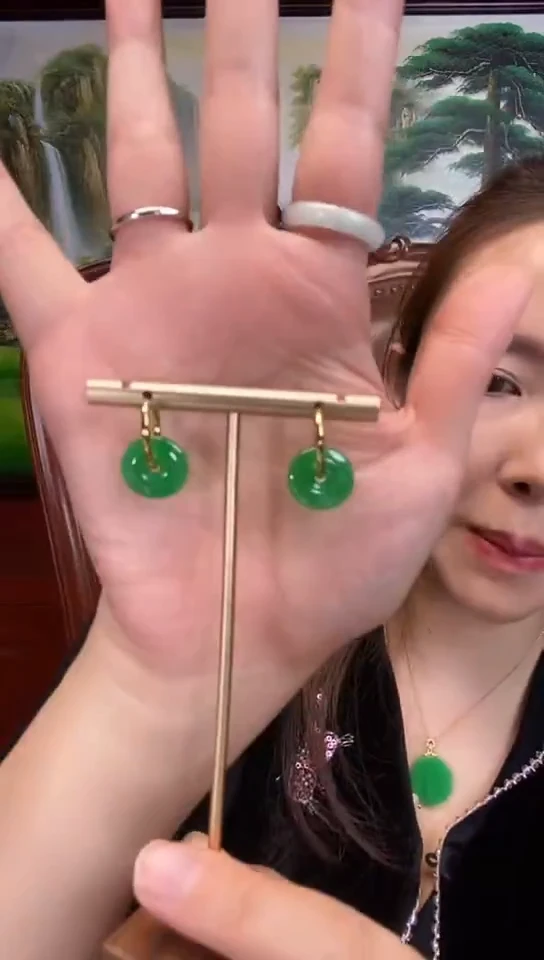 未镶嵌翡翠耳环E3平安扣耳环