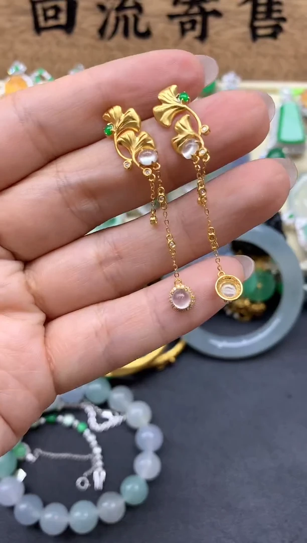 【闪购商品】翡翠耳饰18K金镶嵌462-中国好珍宝