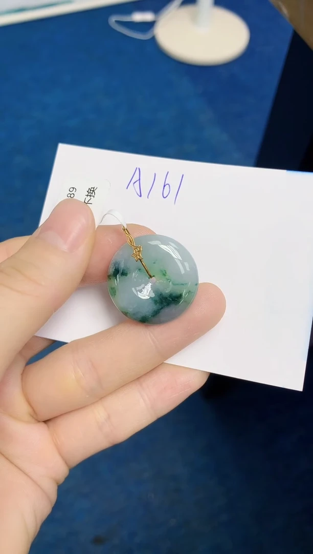 颈饰18K金镶嵌翡翠天然缅甸翡翠A货翡翠百元以上9元证书费自理