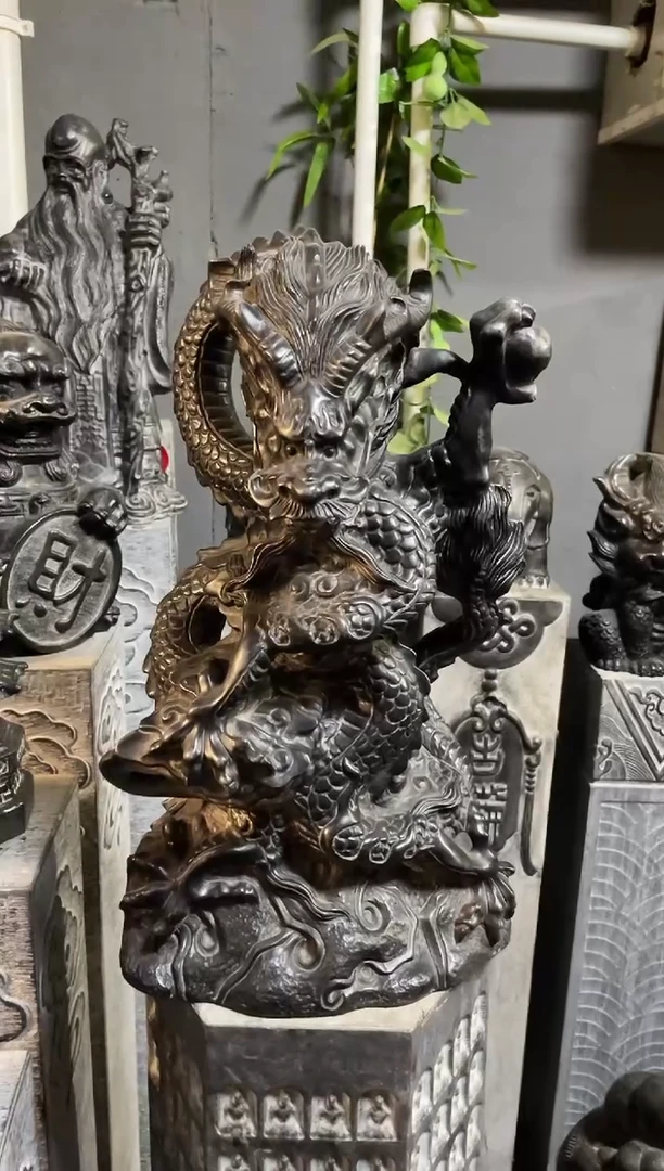 石材50龙天然青石雕刻