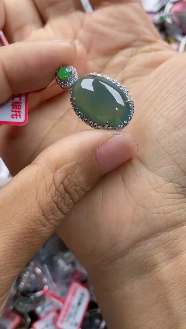 银S925镶嵌戒指翡翠555                 8