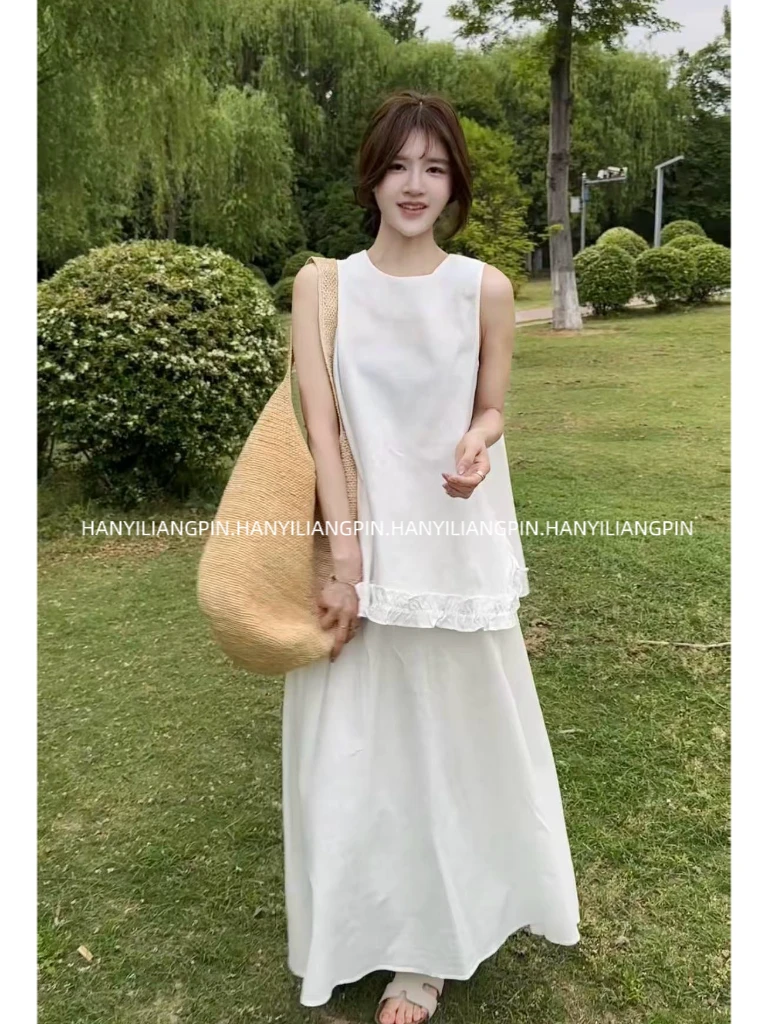 【恋人套装】韩版木耳边时尚两件套裙