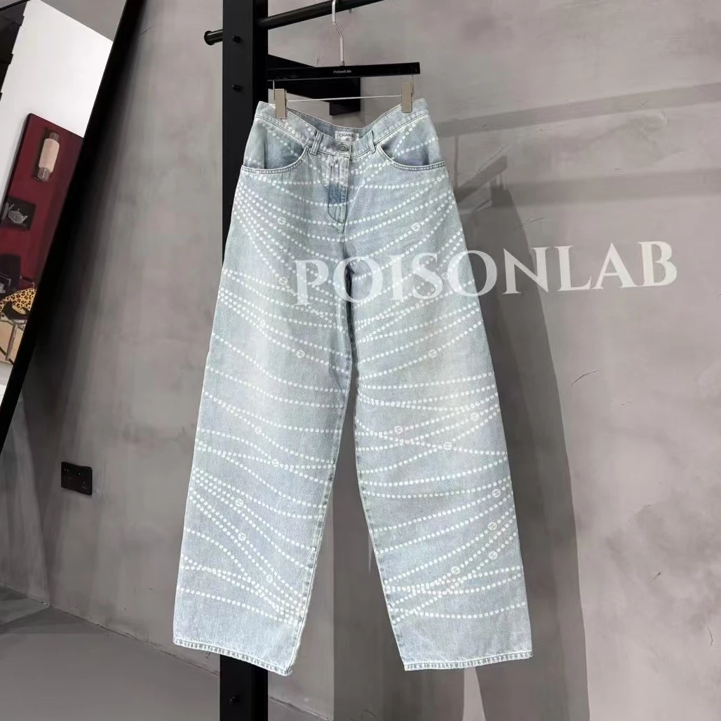全新未使用 Chanel/香奈儿 25P 蓝色珍珠阔腿牛仔裤/PoisonLab