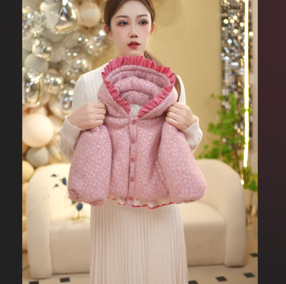 【甜甜圈】冬款高定女童冬款加厚外套加厚外套粉色蕾丝中小童棉服