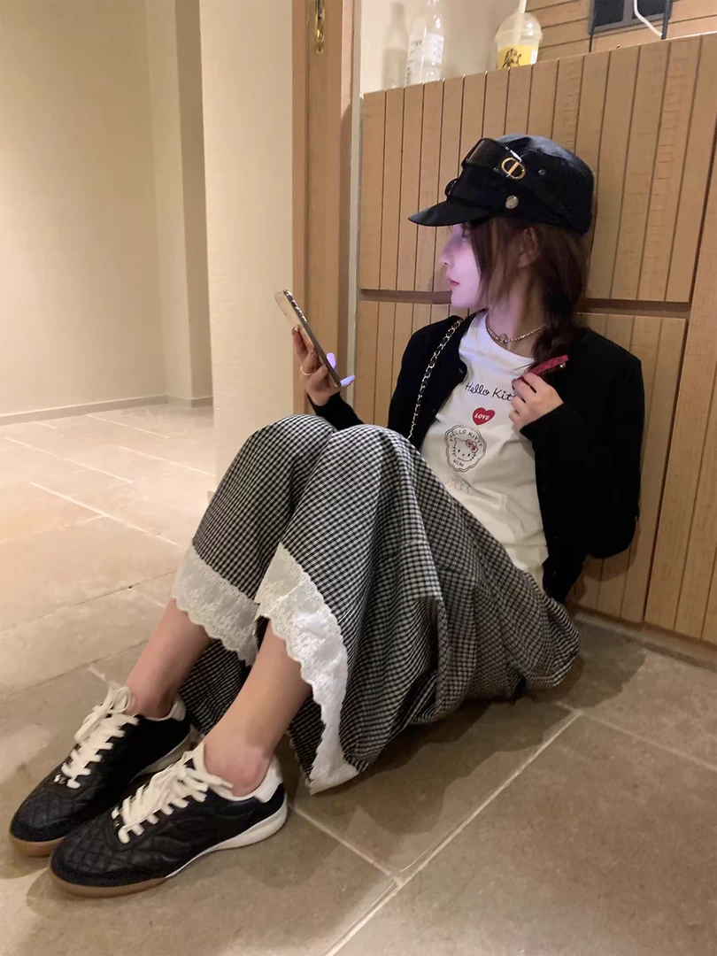 大码韩系长裤夏季镂空凉凉裤百搭宽松阔腿裤镂空双层九分花边裤