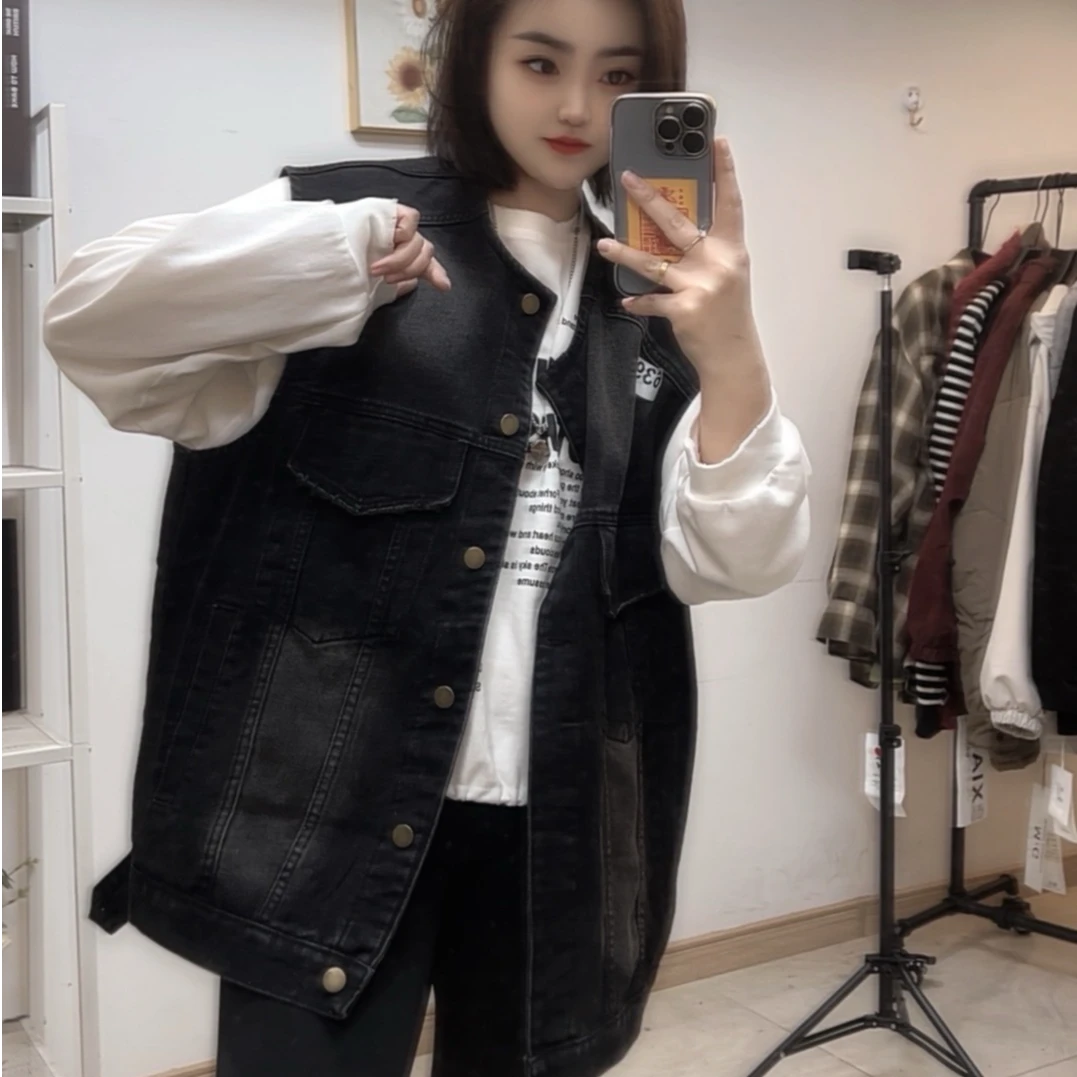 牛仔马甲上衣春秋百搭宽松马夹无袖韩版