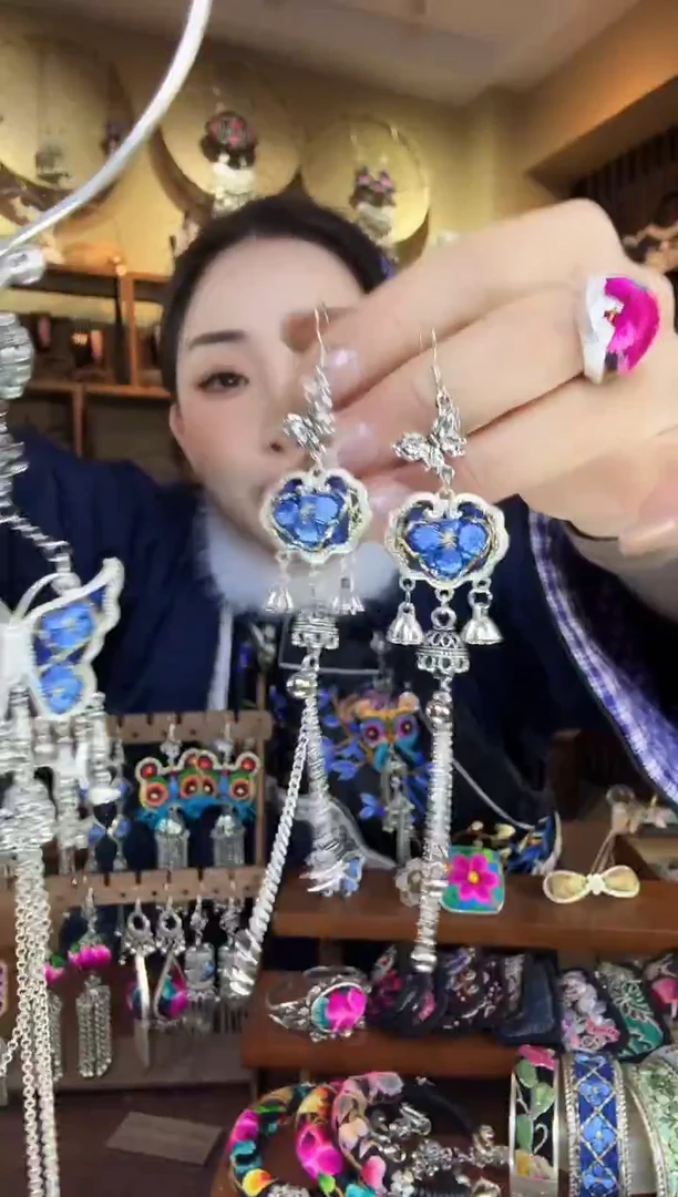 刺绣非遗刺绣民族风耳环