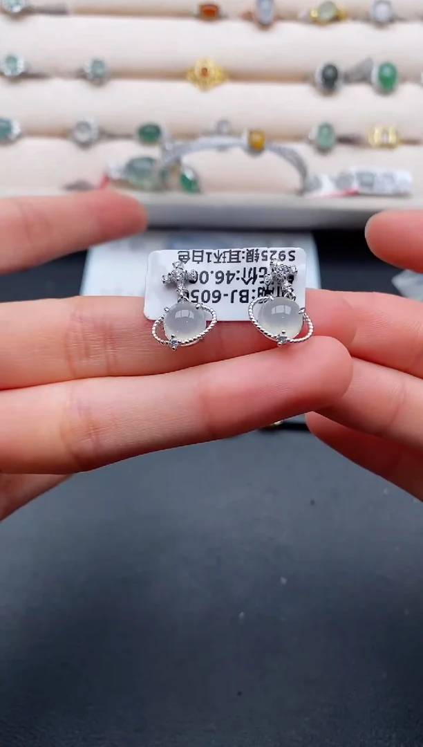 银S925镶嵌戒指翡翠555555+5