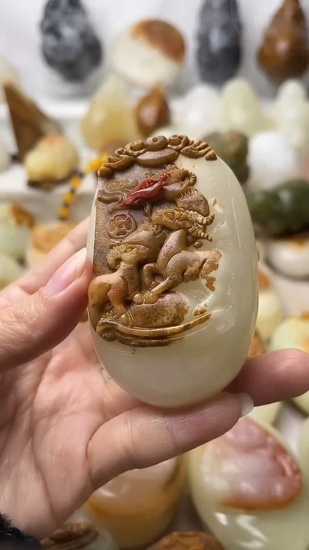 石材古青石棉纹正常不退换三羊开泰