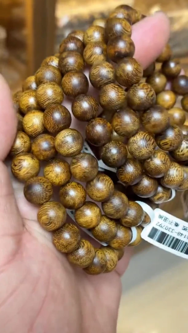 沉香手串 海南莺歌绿圆珠单圈1.0多样性发其一