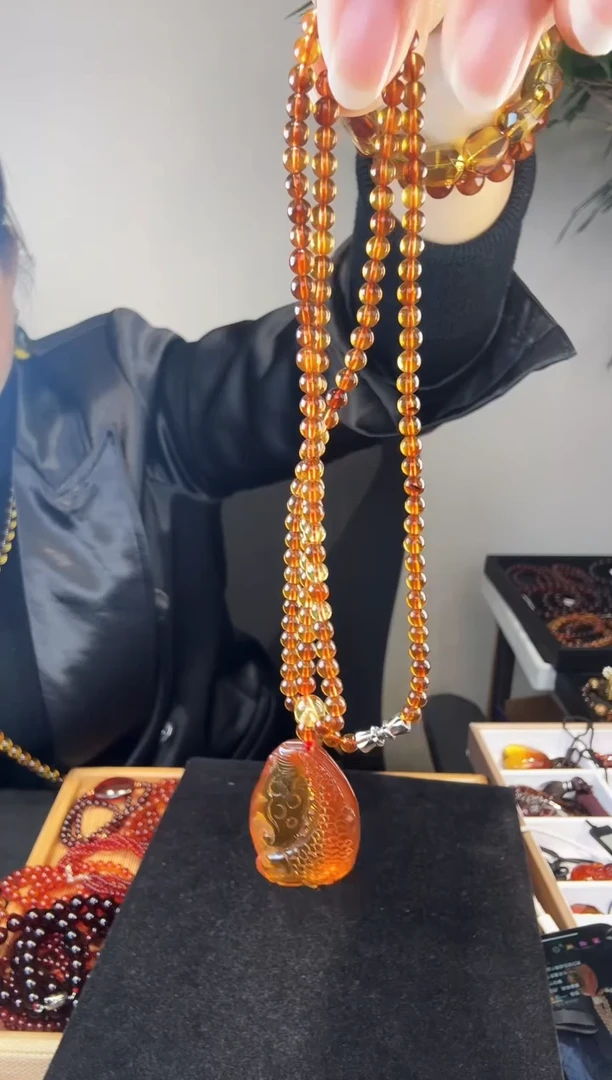 琥珀颈饰未镶嵌琥珀项链04
