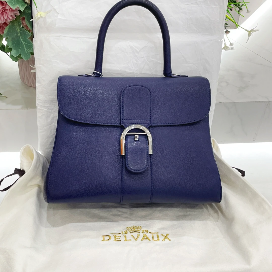 95新 Delvaux/德尔沃 蓝色大号手提包
