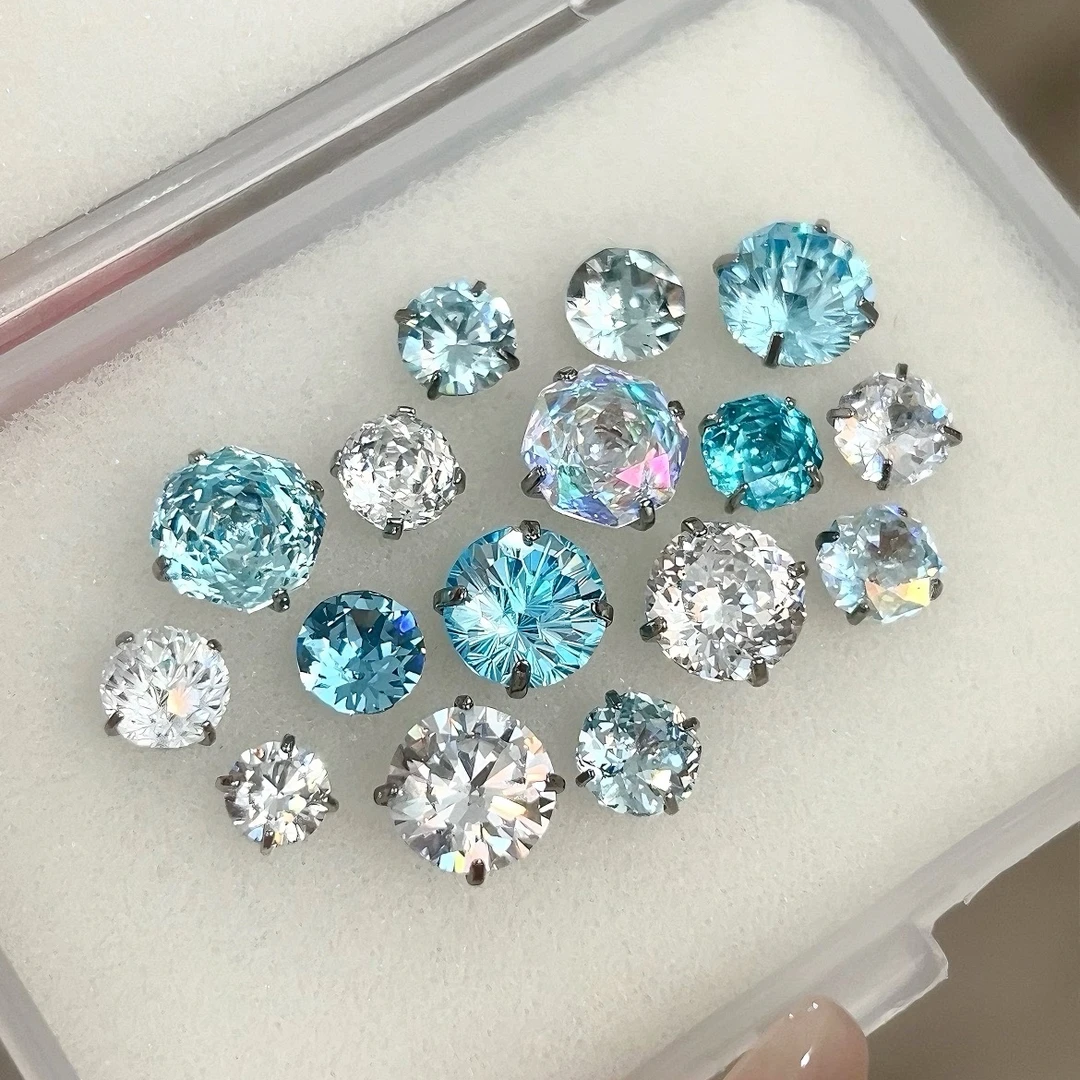 钛钢耳饰 邂逅蓝冰RINGRING商店蓝白耳骨钉钛钢钛合金养耳耳钉