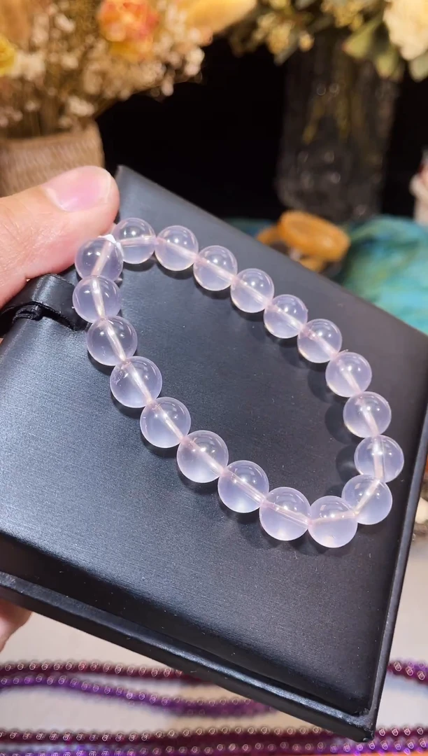 未镶嵌手串芙蓉石莫桑比克粉水晶10m+