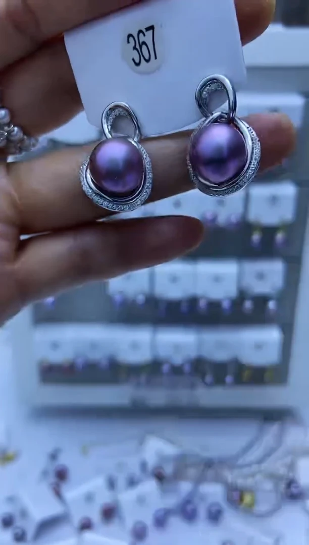银S925镶嵌耳饰淡水珍珠367